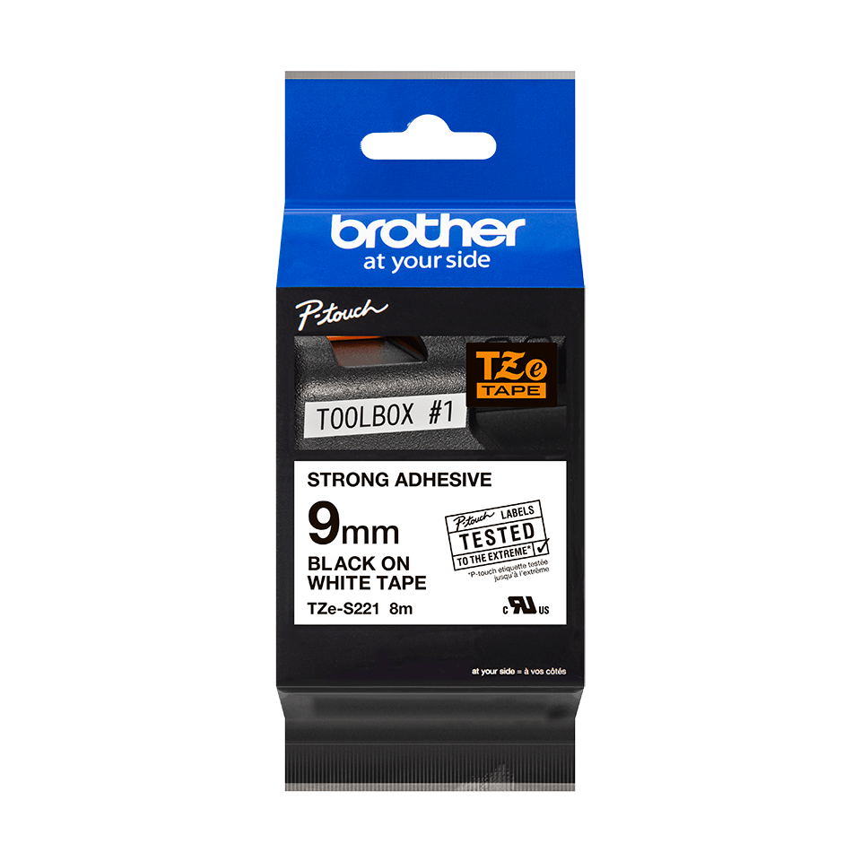 Genuine Brother TZe-S221 Labelling Tape Cassette – Black on White, 9mm wide 2